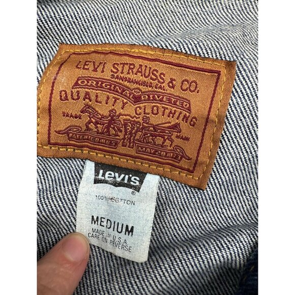 Vintage Levis Medium Jean Jacket Blue Denim Trucker Western Made In USA 1980s - Picture 4 of 10